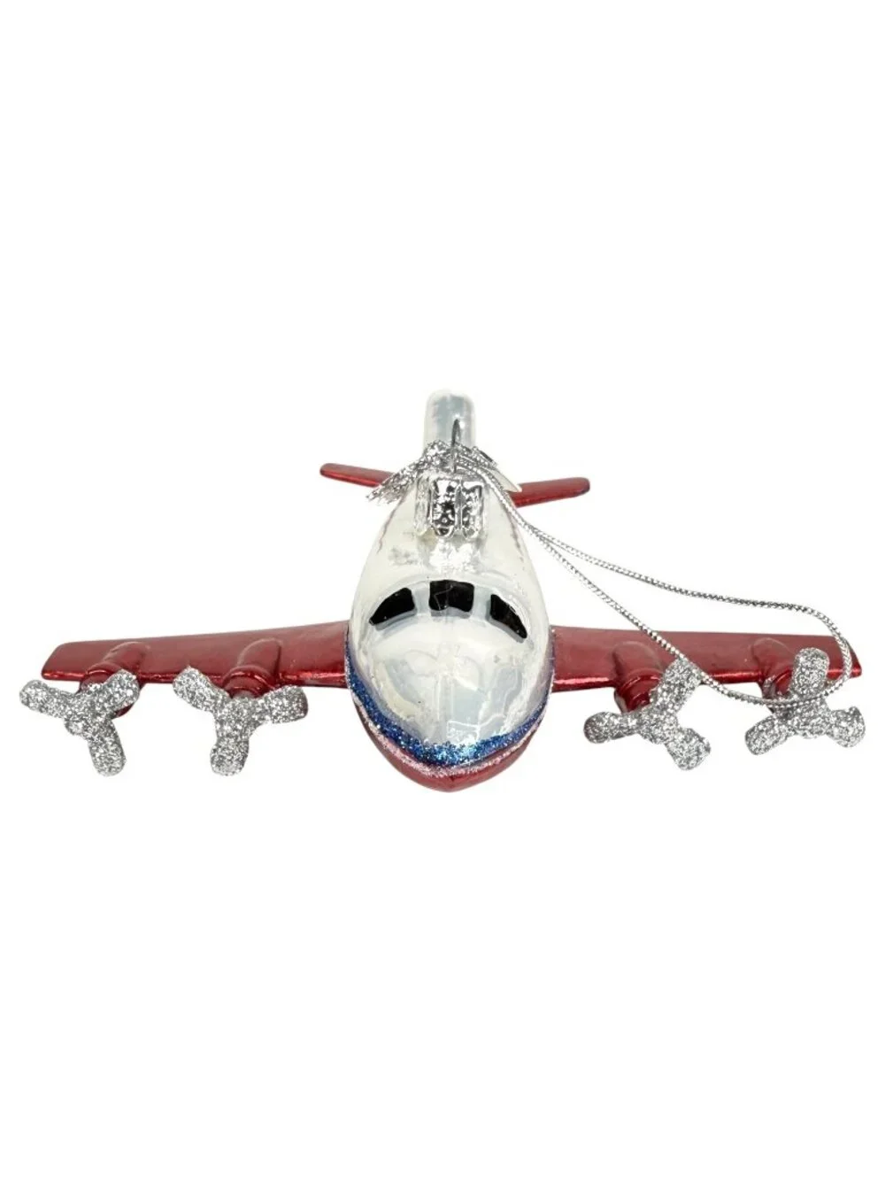 3 Kurt Adler Noble Gems Glass Airplane Christmas Ornaments 4‎ Engine Transport